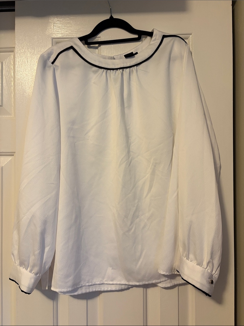 Liz Claiborne White Blouse with Black Trim